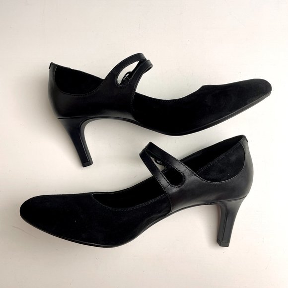 Clarks Dancer Reece black suede mary jane heels - size 10M - Picture 8 of 13